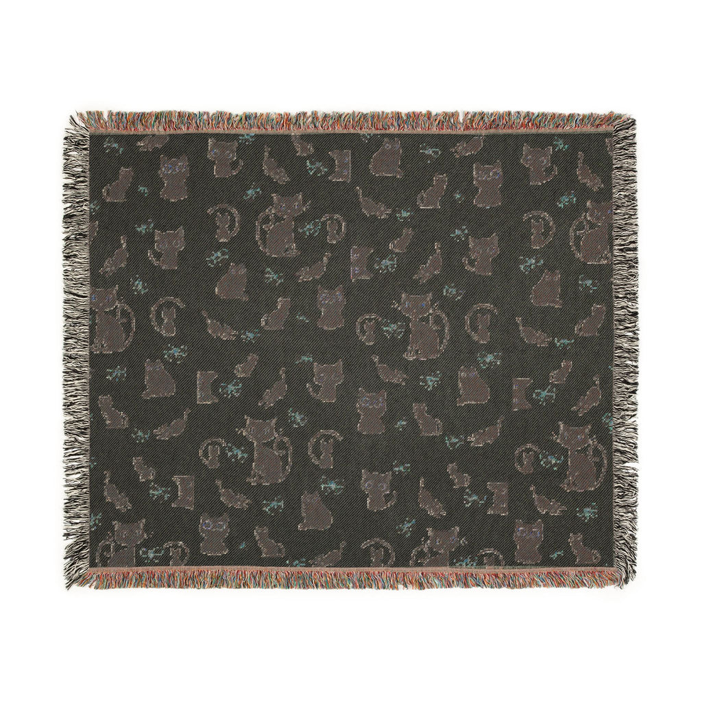 The "Pixel Paws" Coquette Woven Throw — Retro-Chic Cotton Art