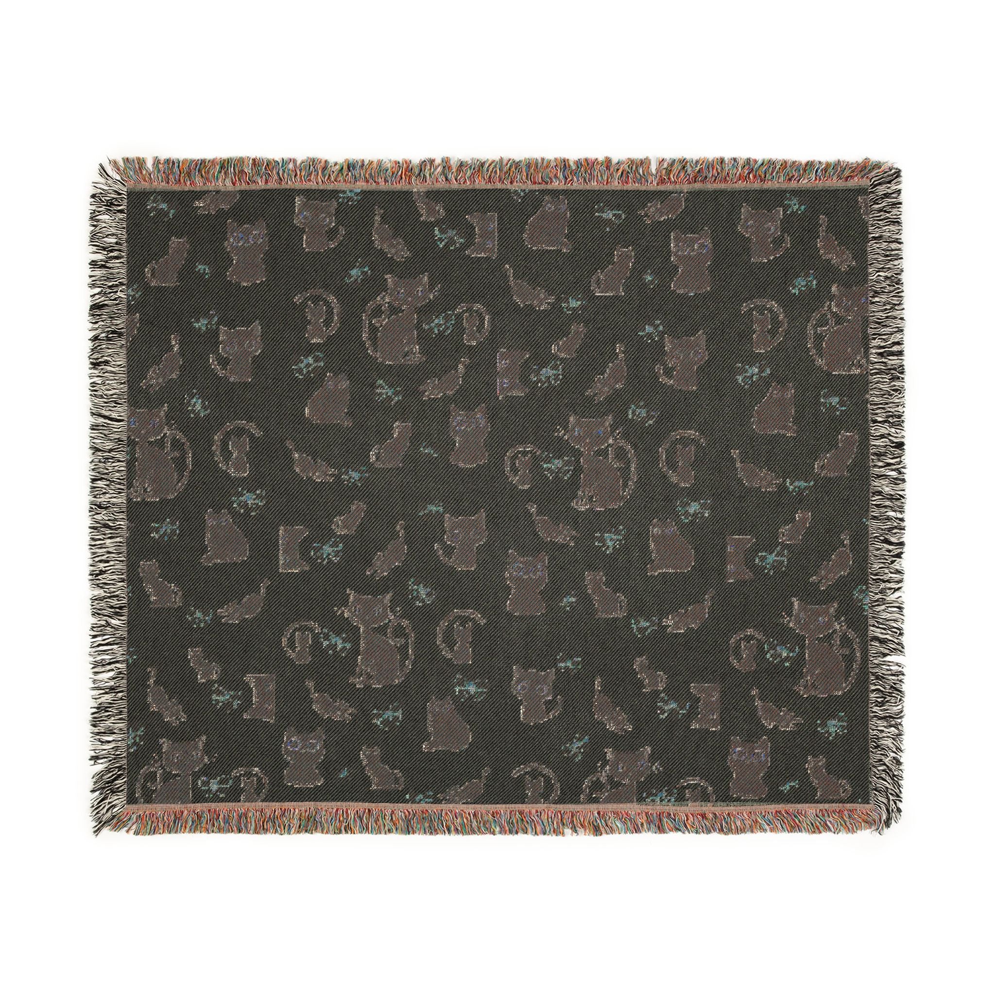 The "Pixel Paws" Coquette Woven Throw — Retro-Chic Cotton Art