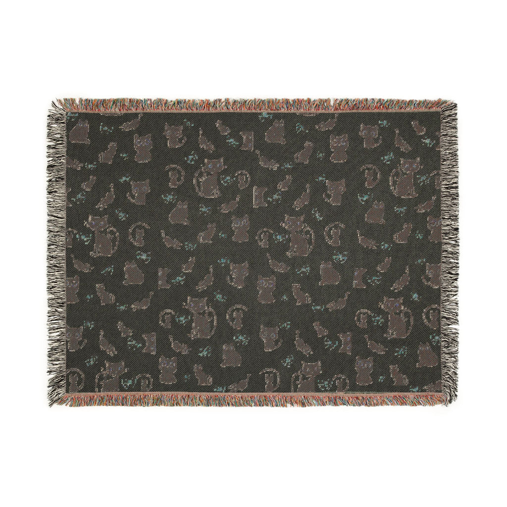 The "Pixel Paws" Coquette Woven Throw — Retro-Chic Cotton Art