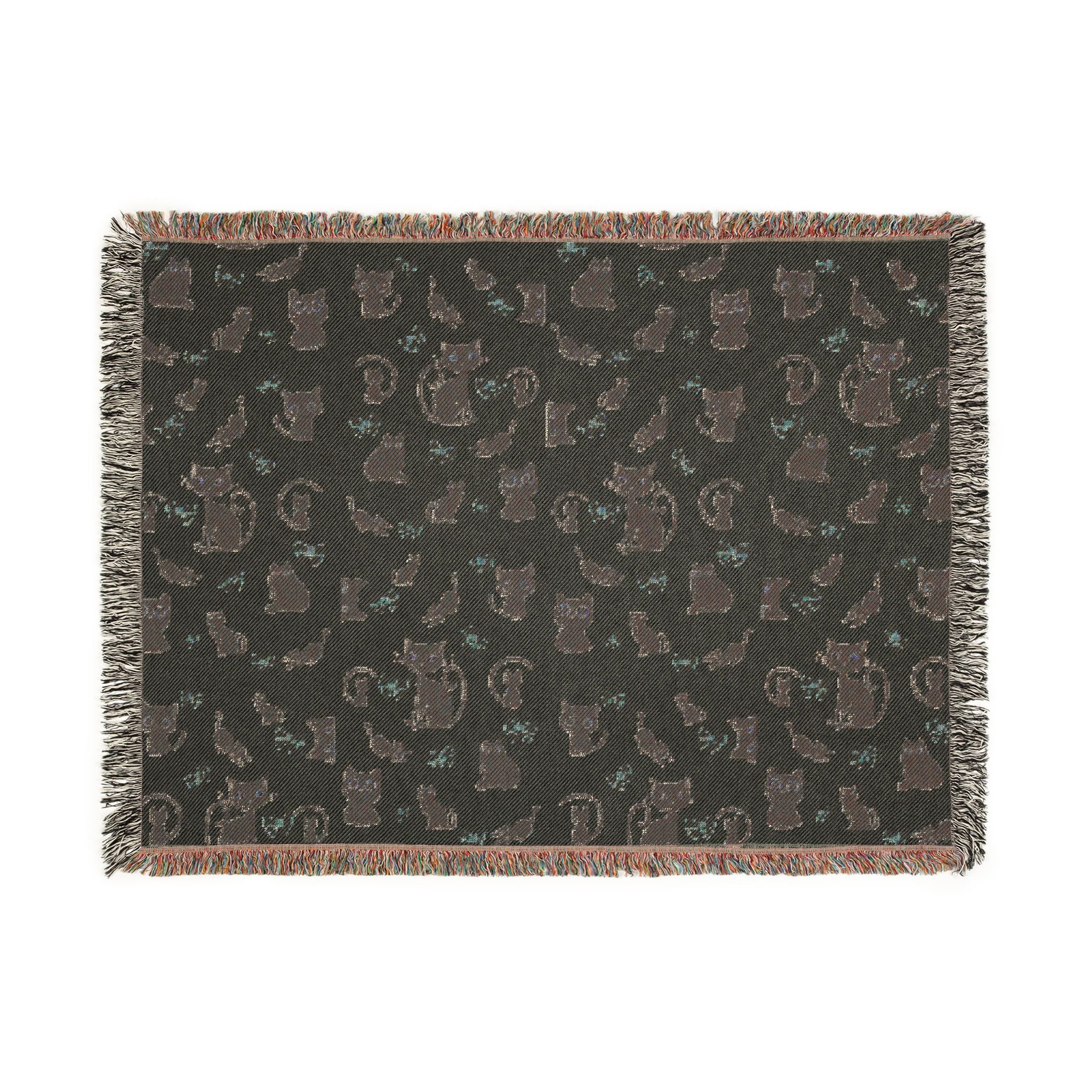 The "Pixel Paws" Coquette Woven Throw — Retro-Chic Cotton Art