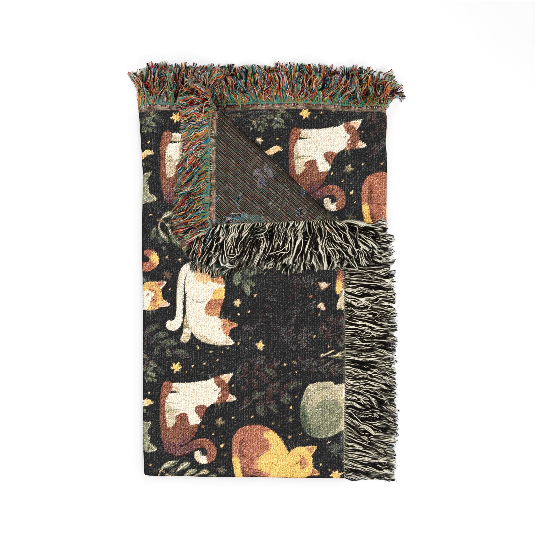 The Midnight Garden Woven Heirloom Throw — Dark Botanical Cotton Art