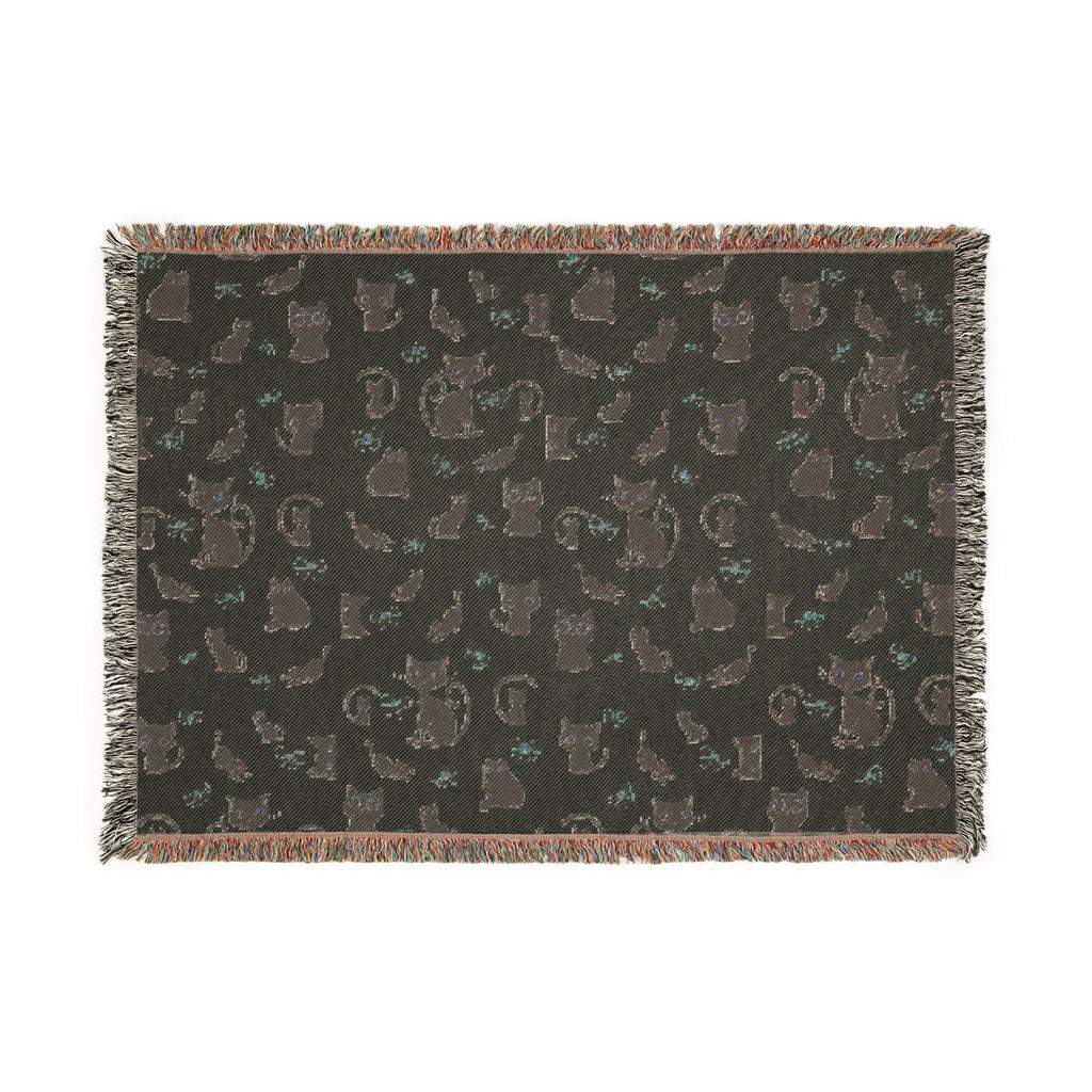 The "Pixel Paws" Coquette Woven Throw — Retro-Chic Cotton Art