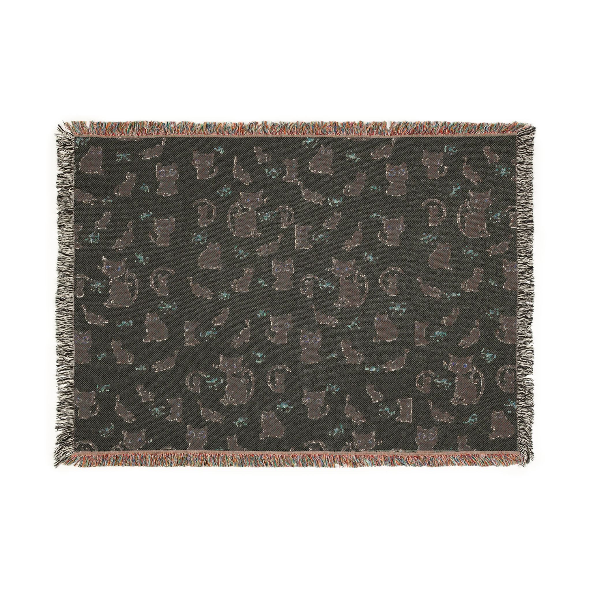 The "Pixel Paws" Coquette Woven Throw — Retro-Chic Cotton Art