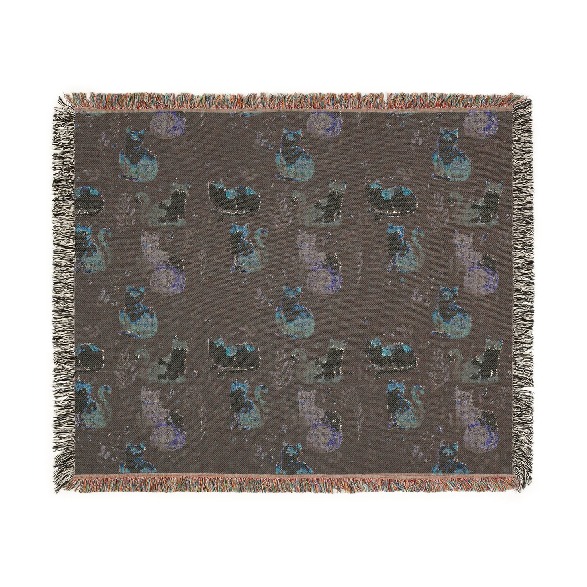 The Midnight Garden Woven Heirloom Throw — Dark Botanical Cotton Art