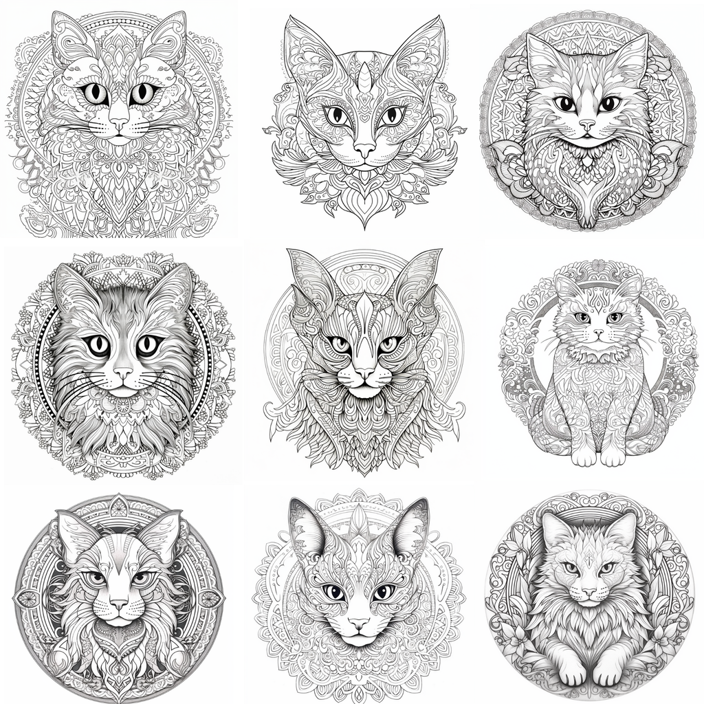 The Feline Studies: Ultimate Cat Mandala Coloring Bundle | Onyx & Ink