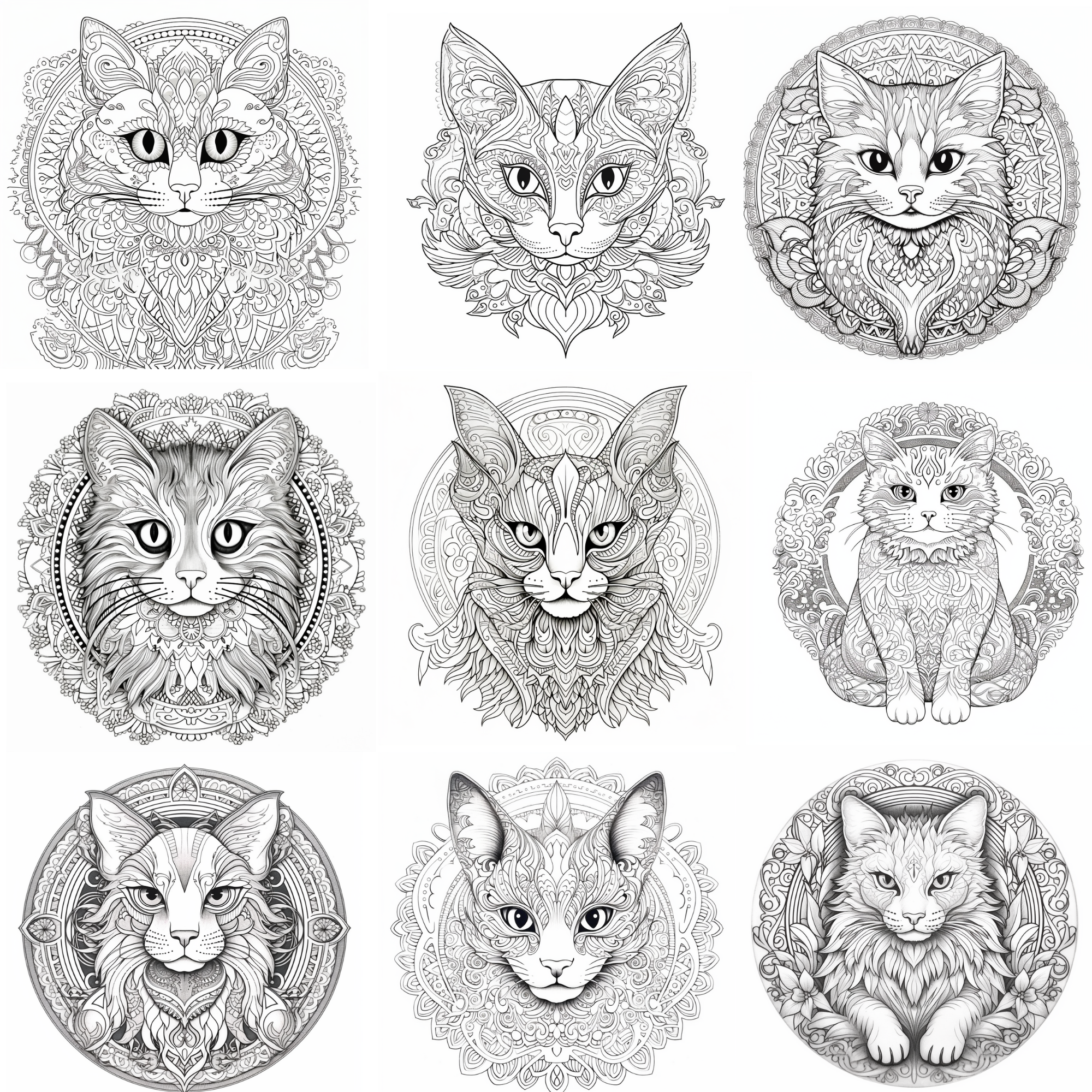 The Feline Studies: Ultimate Cat Mandala Coloring Bundle | Onyx & Ink